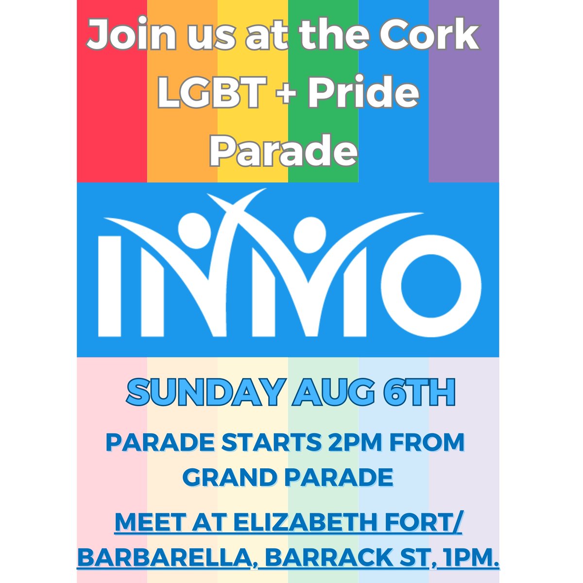 Join us at Cork Pride this weekend! 
Sunday August 6th
Parade begins 2pm from Grand Parade
Meet at Elizabeth Fort/Barbarella, Barrack St at 1pm