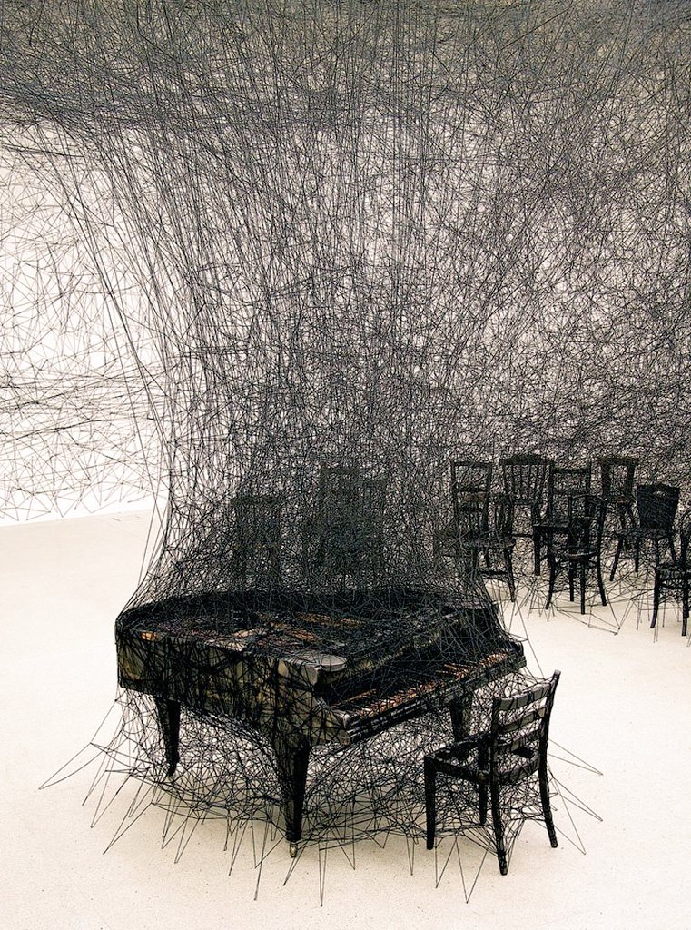 womensart1's tweet photo. Japanese installation artist 
Chiharu Shiota, 
In silence, 2008 
#WomensArt https://t.co/gns8Ys7nbx