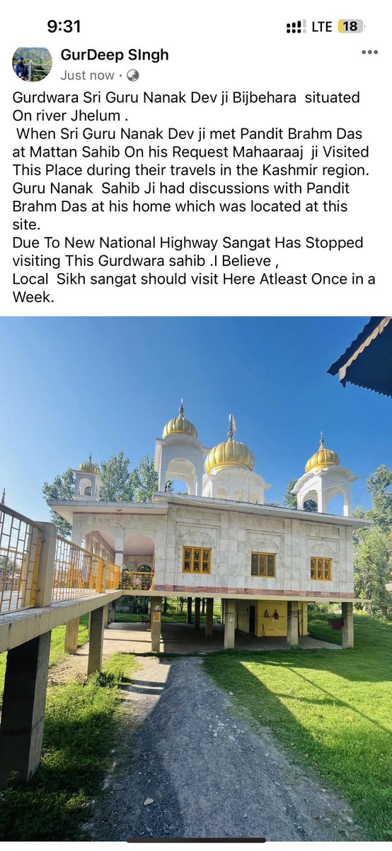 listengurdeep's tweet photo. whenever You Travel Kashmir Must Visit This Place 
#Sikhsinkashmir https://t.co/pIyOlB7E73