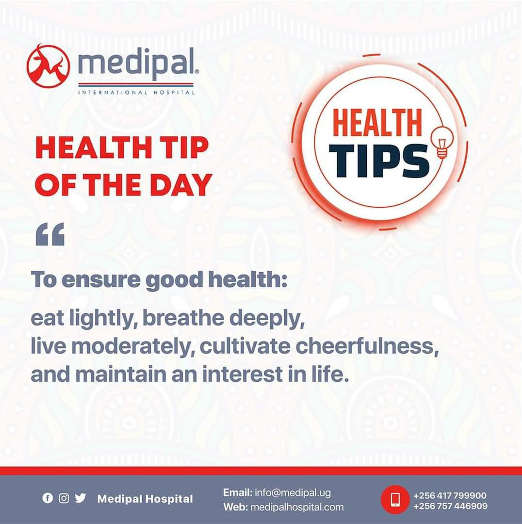 MedipalHosp's tweet photo. Health tip of the day for good health. 

#Healthtips #Medipal #hospital https://t.co/x7arrZfAfc