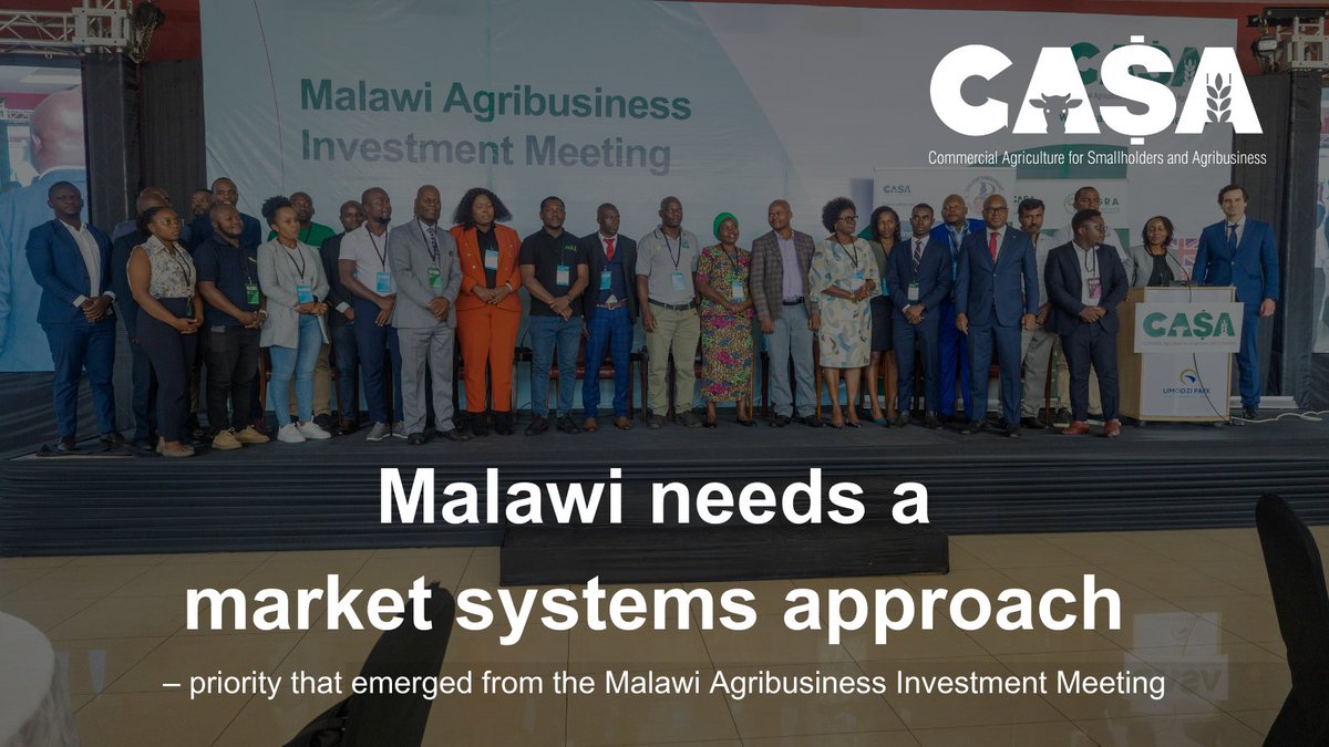 CasaProgramme's tweet image. A market systems approach to support agribusiness investment to support investment into the agribusiness sector was made one of the top priorities during the Malawi Agribusiness Investment Meeting. 
Find out more about the CASA-led meeting in Malawi ▶️ bit.ly/Malawi-investm…