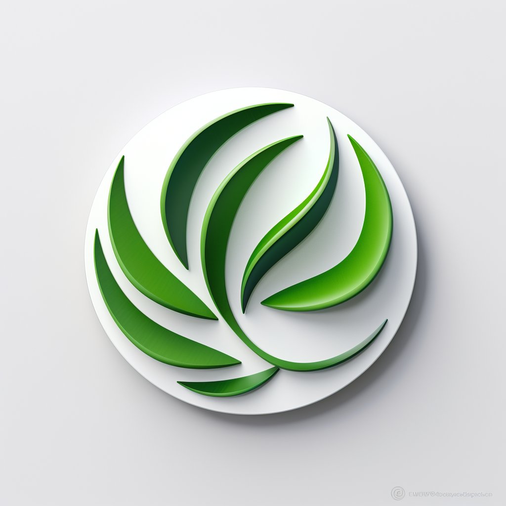 icon, logo, minimalist, 3d, leaf, green , octane render, circular pattern, white background

