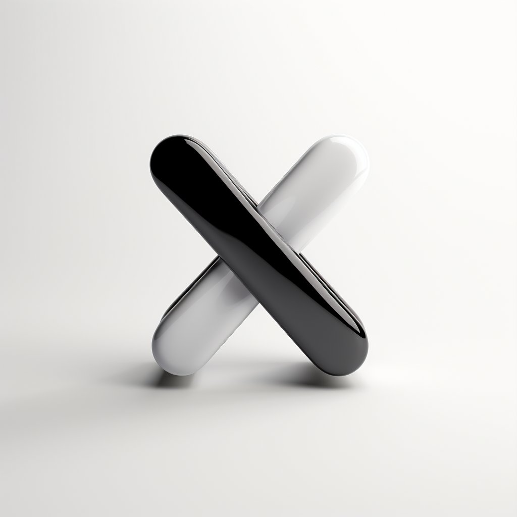 icon, logo, minimalist, 3d, "X" letter, b&w logo,octane render, square pattern, white background