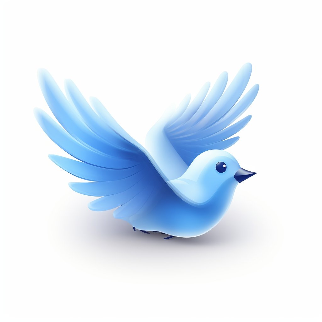 icon, logo, minimalist, 3d, Twitter bird, blue , octane render, white background
