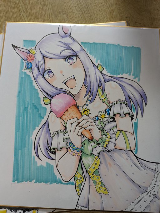色紙イラスト2枚完了、あと1枚くらい描こっかね