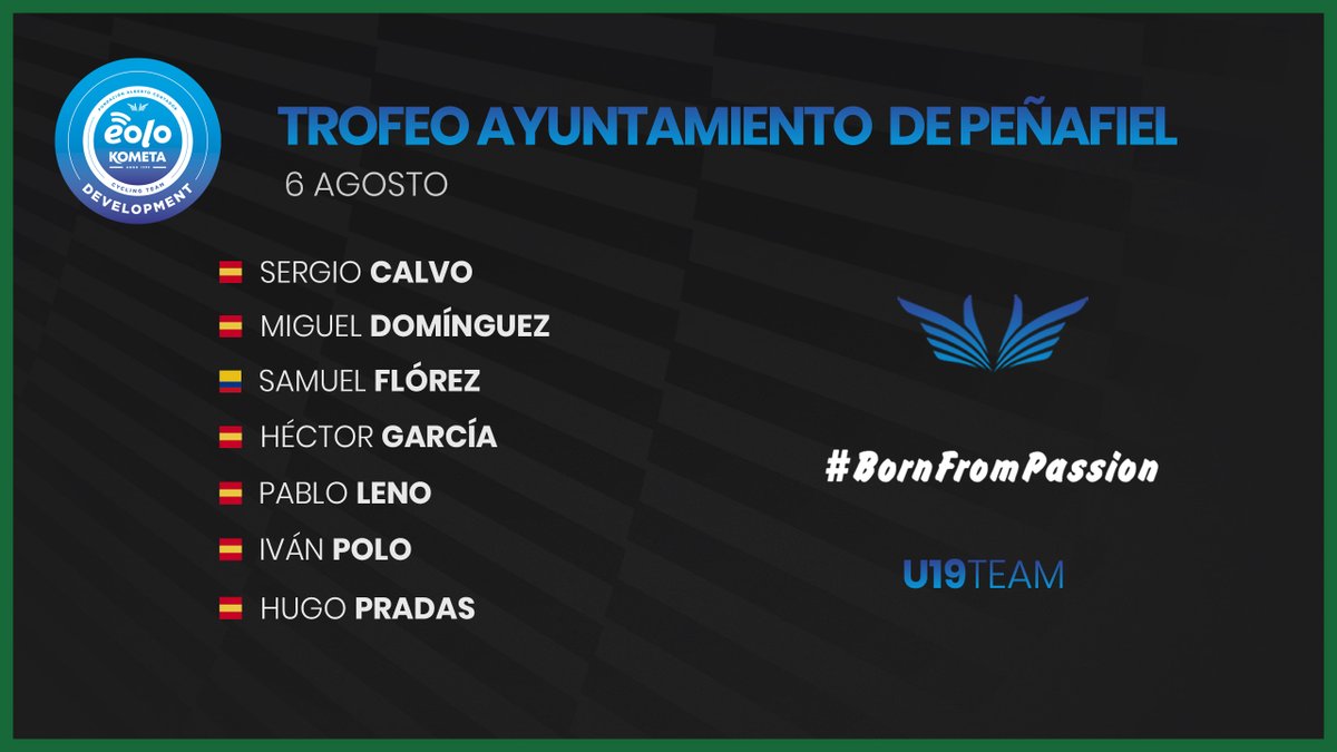 🔵 Este será el equipo con el que competimos este domingo en la última prueba de la #CopaEspañaJuniorCofidis <a href="/RFECiclismo/">Real Federación Española de Ciclismo</a>.
📰 eolokometacyclingteam.com/la-copa-de-esp….
#BornFromPassion #EquipoJunior