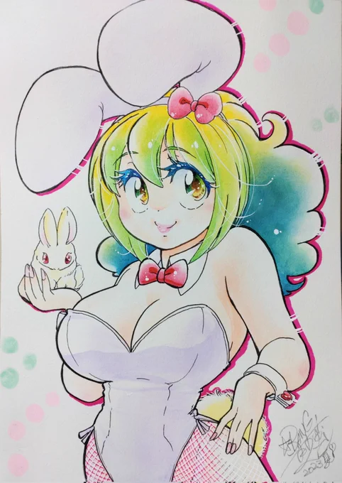 なんか思ってたのと違う絵ができあがりました。いっかー #バニーの日