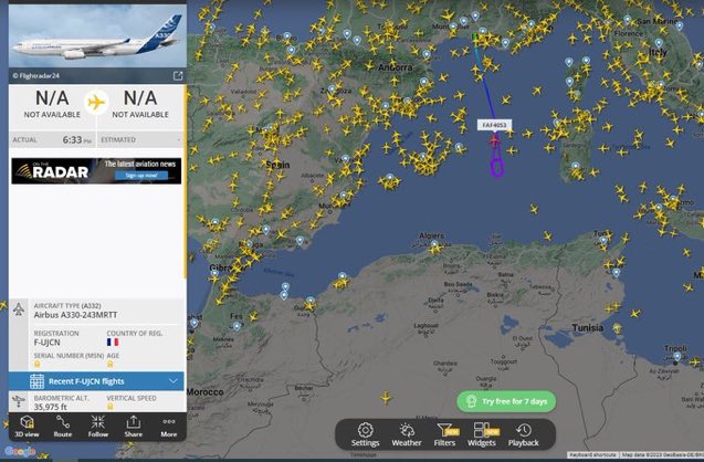 Russianowarabic's tweet photo. الجزائر تمنع طائرة عسكرية فرنسية من عبور أجوائها بإتجاه النيجر https://t.co/7PtMitEGjY