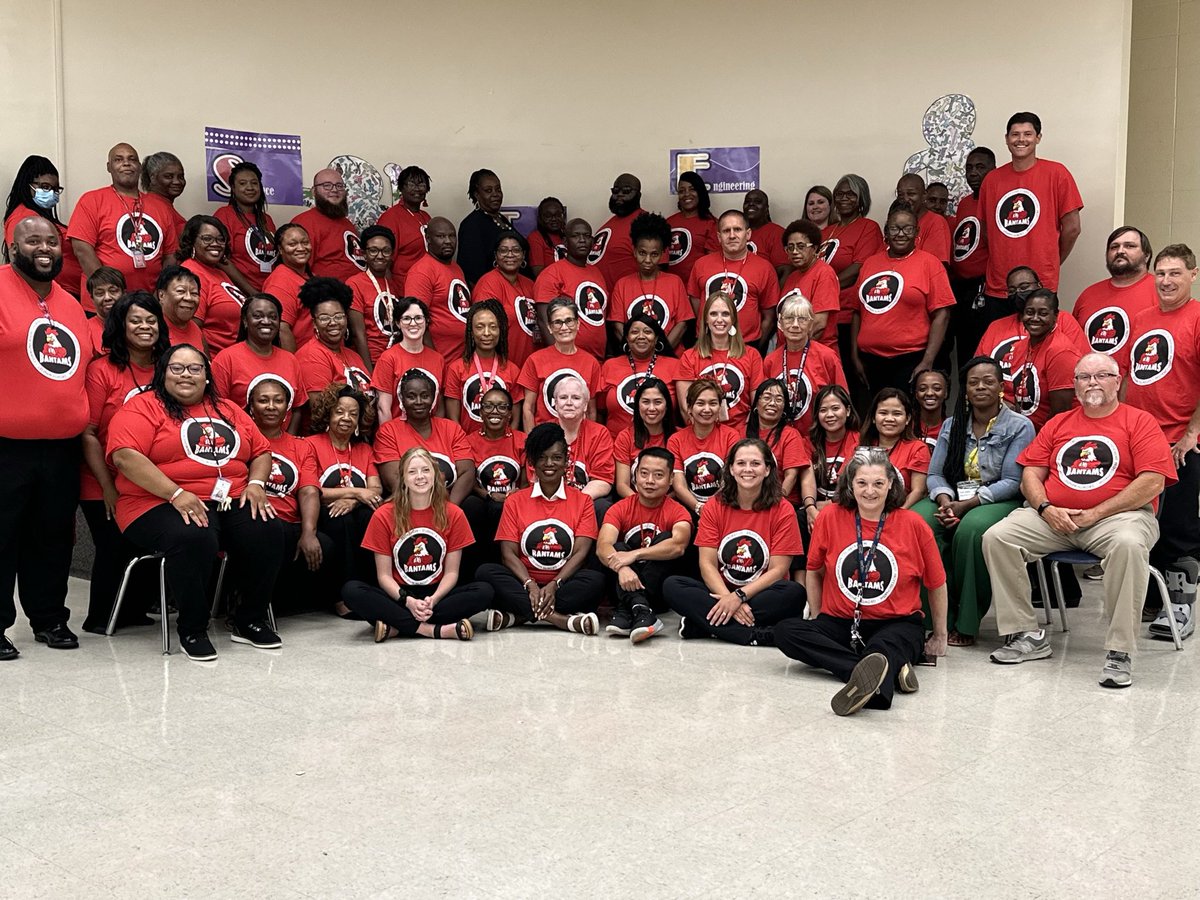 WeAreBates's tweet photo. The Bates Middle School Faculty &amp; Staff are ready for the 2023-2024 school year! Our goal is Engagement, Exposure, and Exploration for all students everyday. Go Bantams! #BantamStride ❤️🖤 https://t.co/6BLog8csvd