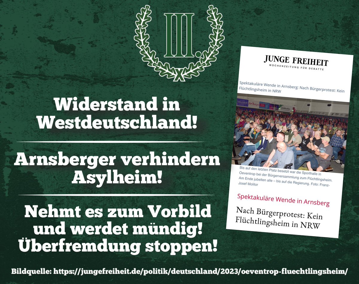 Richtig so! Werdet mündig gegen die Politik von Masseneinwanderung und Überfremdung! #arnsberg #derdritteweg