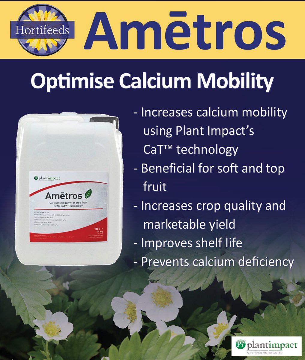 Calcium is crucial to building strong cell walls and membranes. Ametros’ patented CaT™ technology enables #calcium mobility in fruit, improving quality, #yield and shelf-life. Read our agronomist’s blog here bit.ly/3zh4qHY

#agronomist #horticulture <a href="/PlantImpact/">Plant Impact Limited</a>