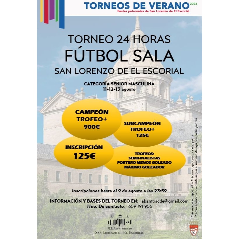 No te quedes sin jugar!! Ponte en contacto con nosotros y apúntate al torneo 24h de las fiestas de San Lorenzo de El Escorial 💪🏼💪🏼