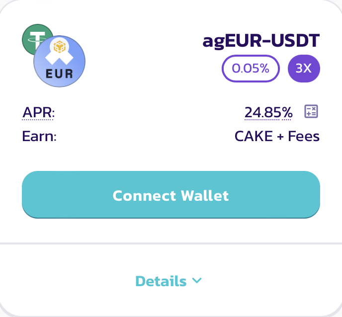 🥞 The Angle (<a href="/AngleProtocol/">Angle 📐</a>) v3 Farm Multiplier is now doubled to 3x on BNB Chain PancakeSwap!

🧑‍🌾 Stake $agEUR-USDT (0.05% fee tier) to Earn $CAKE here: pancakeswap.finance/farms?chain=bsc

👉 APR will drop as liquidity increases