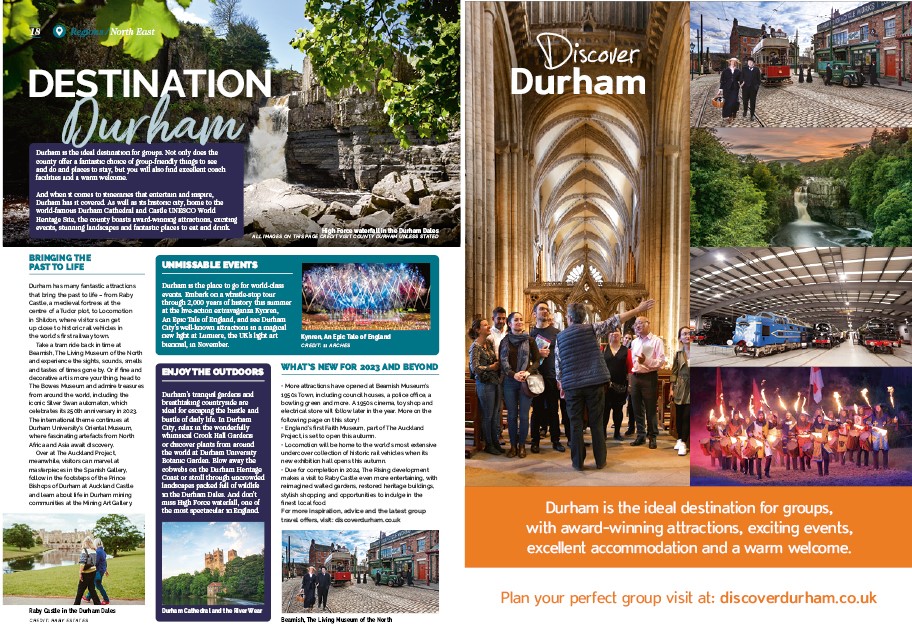 Discover_Durham's tweet photo. 🔸Find out why #Durham is the ideal #grouptravel destination ✅ in the August issue of @Coach_ToursUK From award-winning #groupfriendly attractions and accommodation to breathtaking landscapes – prepare to be inspired!
#DiscoverDurham #groupvisit #travelgroups #coachtoursuk https://t.co/GpBO8WGqIP