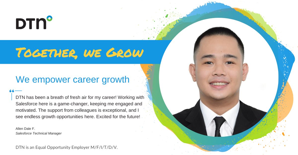 DTNMarkets's tweet image. Our #Salesforce team in DTN Philippines continues to expand! #WeAreHiring Senior #SalesforceDevelopers. See what a Salesforce Technical Manager in #Manila, shares about working at DTN. #JoinTheTeam, apply today: dtn.link/2w7omk

#WorkHereWednesday #LifeAtDTN #ManilaJobs