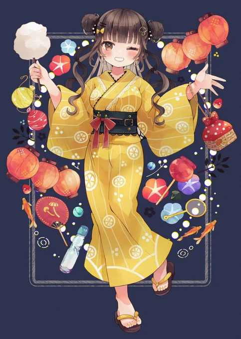 香椎きなこさんのお祭りイラストを描かせていただきましたお祭りって想像するだけでワクワクします ありがとうございました!