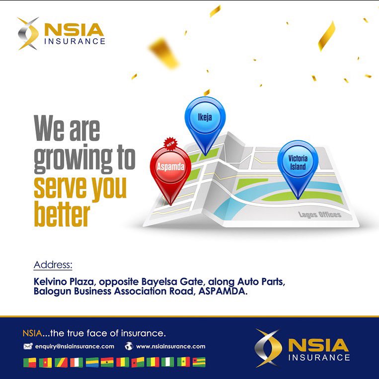 nsia_insure's tweet photo. πWE NOW HAVE A NEW LOCATION!
Visit us at:
Kelvino Plaza, opposite Bayelsa gate, along Auto parts,
Balogun Business Association road, Aspamda.
#NSIAinsurance #insurance #newlocationalert https://t.co/UT6zBCQDR4