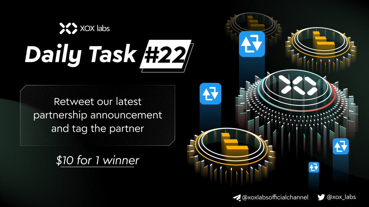 Xox_Labs's tweet photo. Daily Task #22 - Prize $10 👀                              

1- Retweet our latest partnership announcement and tag the partner @Level__Finance 
Here- https://t.co/6R1ZsHnQxX
2- Tag 2 friends &amp; @Xox_Labs

📷 Drop Your BEP20 Address 📷 https://t.co/T1jPdGPY43