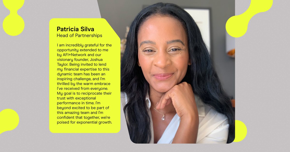 AFI_Network's tweet photo. Meet Patricia Silva, our dynamic #HeadofPartnerships at #AFINetwork. Harnessing her financial expertise and strategic vision, she is guiding us towards exponential growth. 

A warm welcome to Patricia, a pivotal player in our success story. 

#MeetTheTeam #Web3Startups https://t.co/PwBV1znq4F
