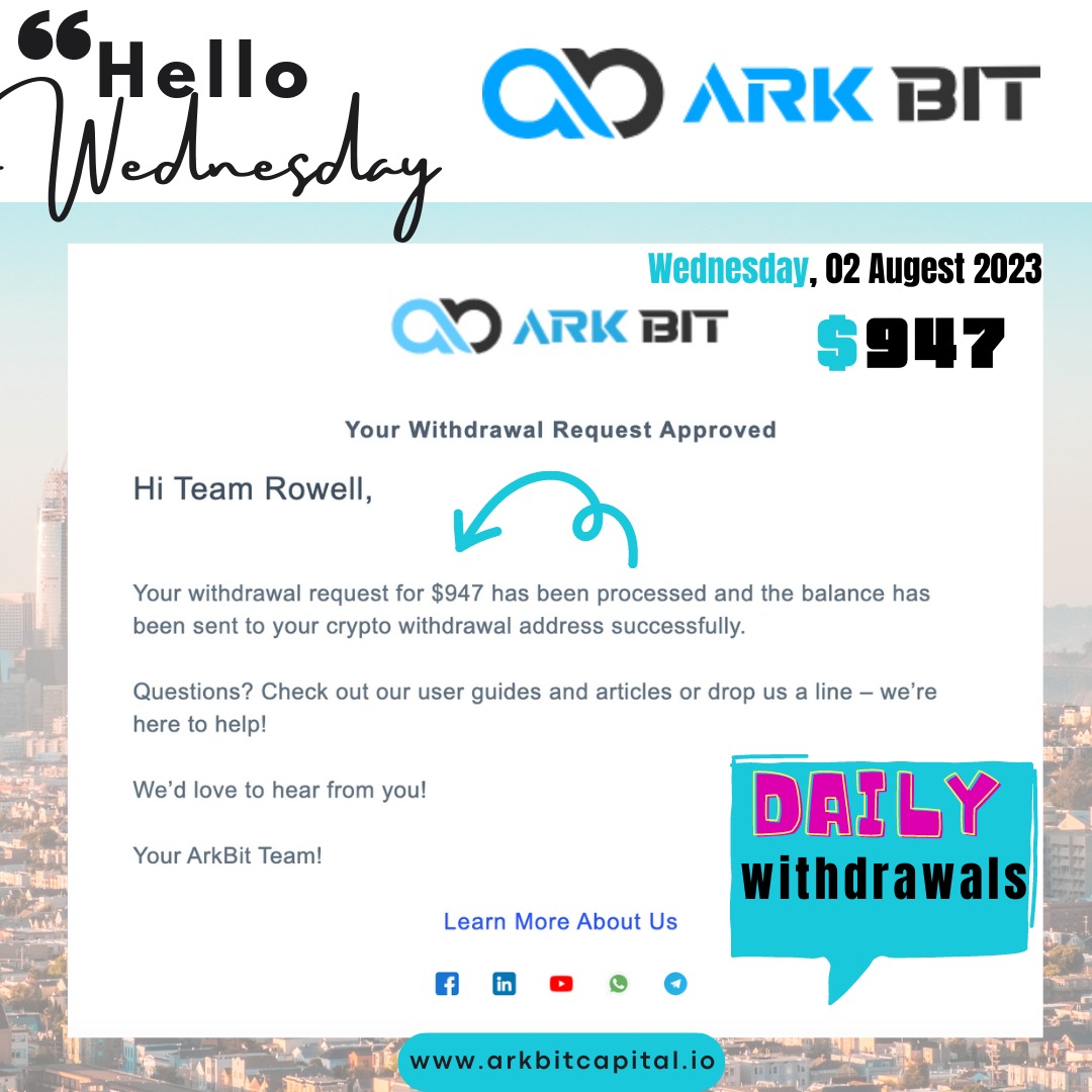 MalmAstrom's tweet photo. "𝙃𝙚𝙡𝙡𝙤 𝙒𝙚𝙙𝙣𝙚𝙨𝙙𝙖𝙮
0️⃣2️⃣𝘼𝙪𝙜𝙪𝙨𝙩 #arkbitcapital 

It's your time to shine now✨
Don't fall for the salary trap! 💔No more waiting for month-end paychecks 🗓️ 

–get paid daily for the hard work you put in each day! 🚀
Join now 
https://t.co/YTPl4w6ypV
#arkbit #malm https://t.co/xjnEYWOSUA