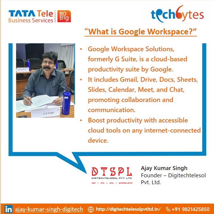 digitechtelesol's tweet photo. Boost productivity and collaboration with Google Workspace Solutions (formerly G Suite)!

Curious to know more? 

Contact Us:-https://t.co/Eoiki2fWqV 
Contact no. :-9821425850

@TataTeleBiz @ashish_asks

#digitech #technology #business #ttbs #network #connectivity #internet #tata https://t.co/6aPV1wZzZ7