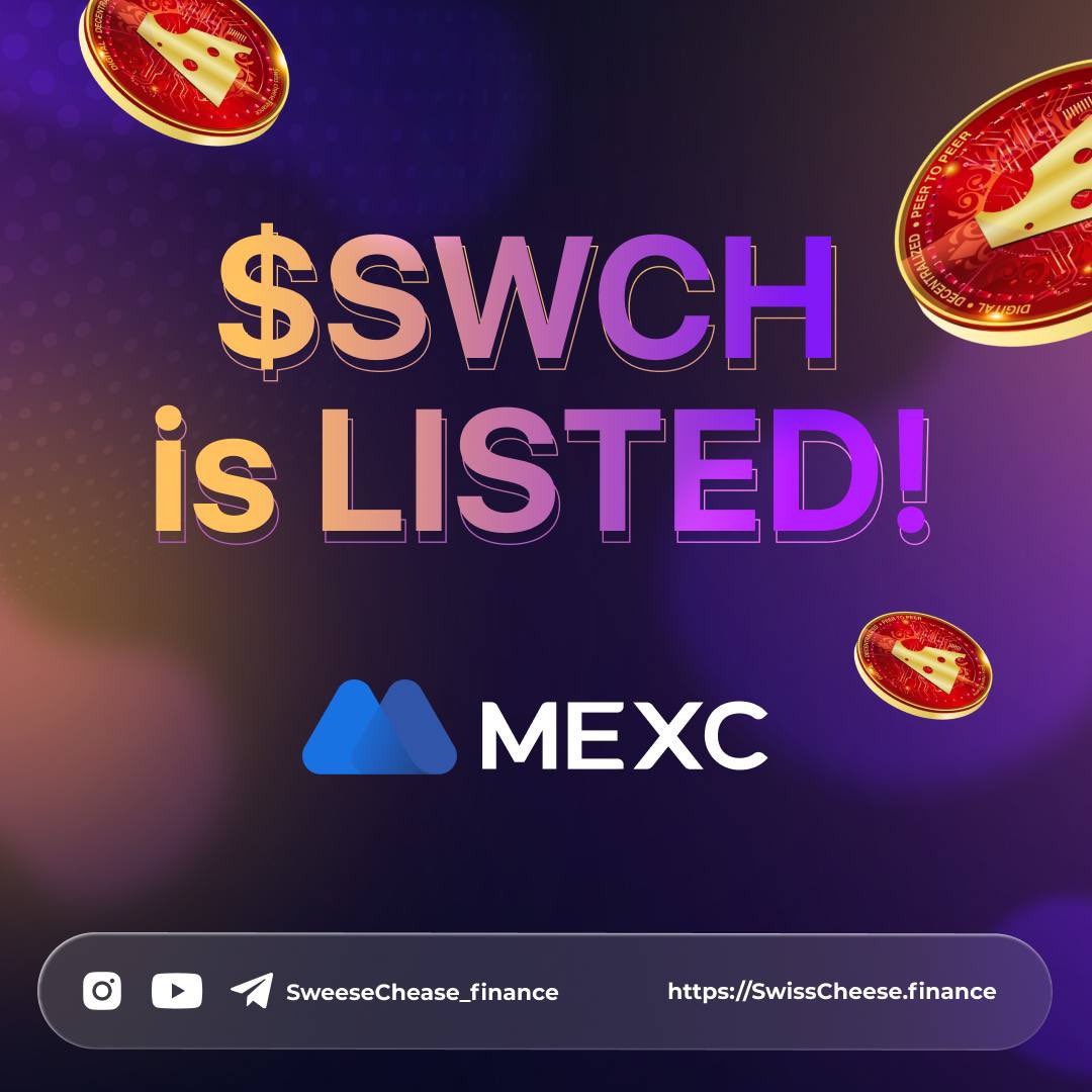 Swisscheese_fn's tweet photo. We are happy to announce that $SWCH is officially listed on MEXC! 

Click the link: https://t.co/yv0KjK6zkP

Purchase $SWCH and become a member of one of the greatest DeFi projects of our time! 

Like, retweet, and share! Let's make the future brights together! https://t.co/YcgWw10WwI