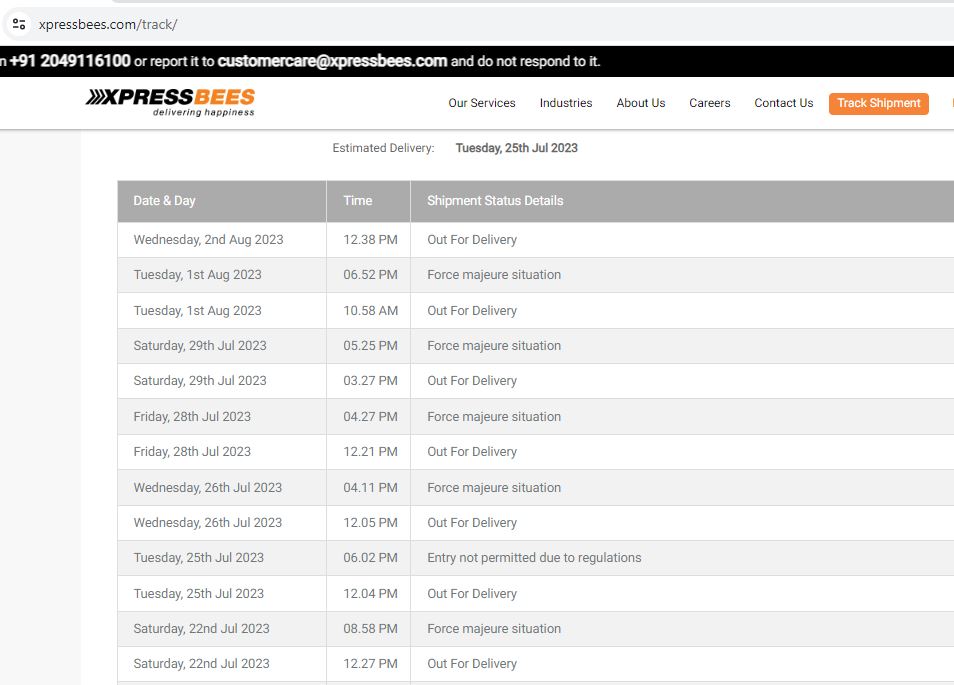 co_olboy's tweet photo. "Absolutely fed up with @XpressBees_IN! 😡 Ordered a product through @firstcryindia with a promised delivery date of 22/07/2023, and guess what? It's 02/08/2023, and STILL NO DELIVERY! 🙄 #BadService #CustomerServiceFail" (1 of 3) https://t.co/09Gqzz54lT