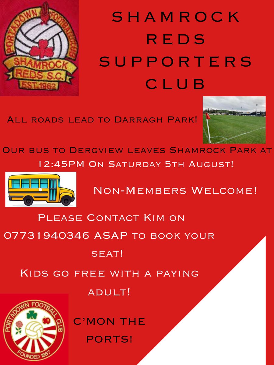 3 days to go until the big K.O!

Kim’s waiting to take your booking 🔴⚪️🔴⚪️

C’mon the Ports!!

See below for how to book 👇

<a href="/Portadownfc/">Portadown FC</a> 
<a href="/KimPentland1960/">Kim Pentland</a>