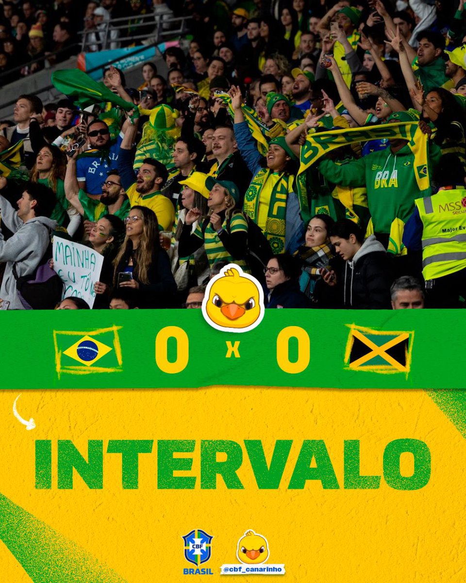cbf_canarinho's tweet photo. ⏳INTERVALO DE JOGO! https://t.co/PURNrHa01R