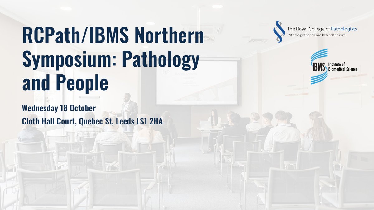 IBMS #AtTheHeartOfHealthcare (@ibmscience) on Twitter photo On 18 October, <a href="/RCPath/">RC of Pathologists</a> & the IBMS are jointly hosting the first 'Northern Symposium: Pathology & People'. Keynote speakers include Debra Padgett (IBMS President), Mike Osborn (RCPath President) & James Dixon (Newcastle Hospitals).
Book your place now! bit.ly/3plf1lD On 18 October, <a href="/RCPath/">RC of Pathologists</a> & the IBMS are jointly hosting the first 'Northern Symposium: Pathology & People'. Keynote speakers include Debra Padgett (IBMS President), Mike Osborn (RCPath President) & James Dixon (Newcastle Hospitals).
Book your place now! bit.ly/3plf1lD