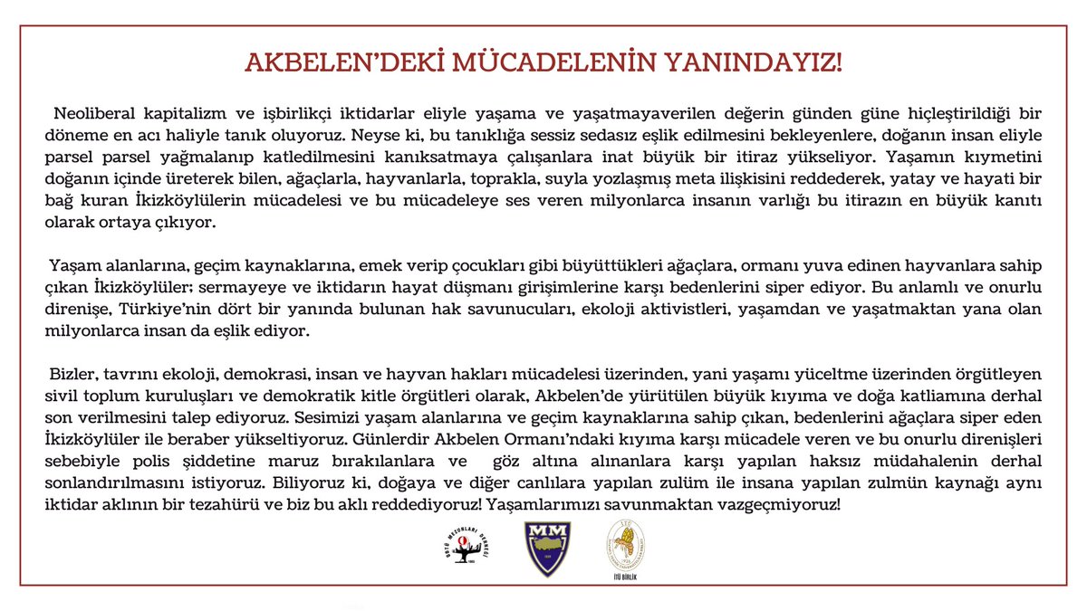 Akbelen'deki mücadelenin yanındayız!
#AkbeleneDokunmayın
