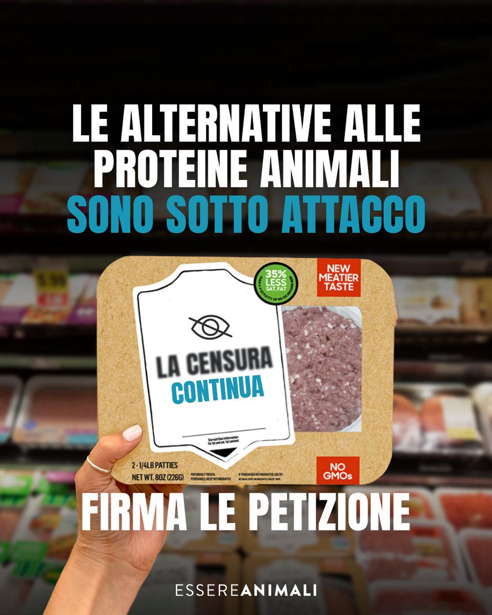 FERMIAMO LA LEGGE CHE CENSURA I PRODOTTI VEGETALI 💪 

Abbiamo bisogno di te per fermare questa assurdità: firma per dire che termini come burger, cotoletta o salsiccia non ti confondono e non sono un problema 👉essereanimali.org/stop-censura-d…