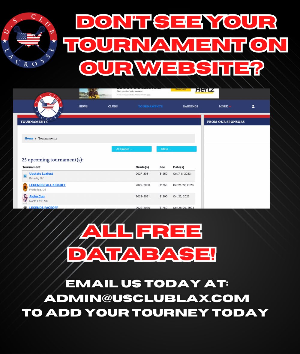 Review your team pages! Parents/players/coaches everyone can help with proof! 
Visit usclublax.com 
Also add your tourney to our tournament page! All free! Let’s make life easier on club directors looking for fall and 24 summer tourneys