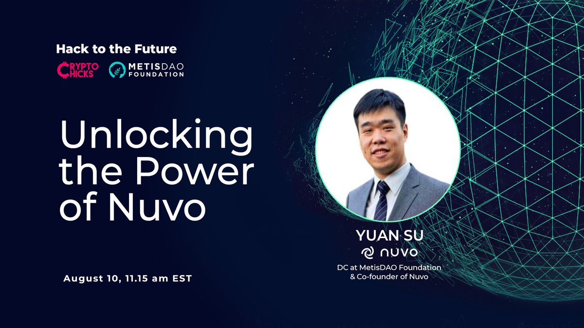 MetisFdn's tweet photo. UNLOCK THE POWER OF #NUVO
Donโt miss our second presentation at โHack to the Futureโ w/ our DC @thegoodboss2 who will share about #Web3 onboarding & engagement solutions our #EcoNode @nuvosphere is building!
RSVP now!
https://t.co/vII4RFxapa
๐ Aug. 10
โฐ 11:15a EST/3:15p UTC https://t.co/MmPOScoTLY