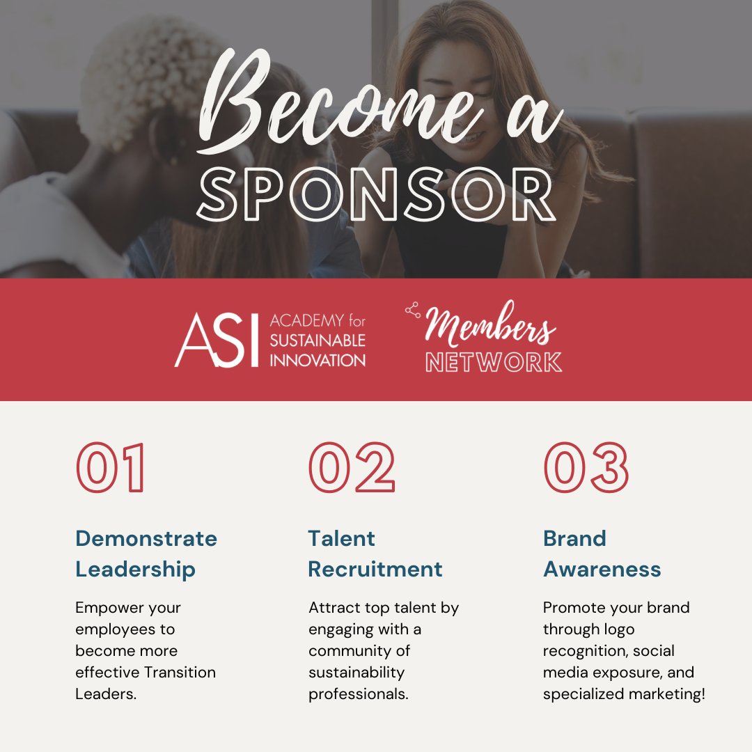 If your organization shares our passion for a sustainable future and wants to empower your employees to become effective Transition Leaders, we want to hear from you! Email us at membersnetwork@sustainableinnovation.academy or download our prospectus: hubs.ly/Q01ZFwRK0