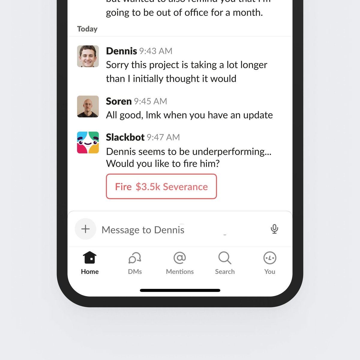 soren_iverson's tweet image. Slack feature to help you fire people