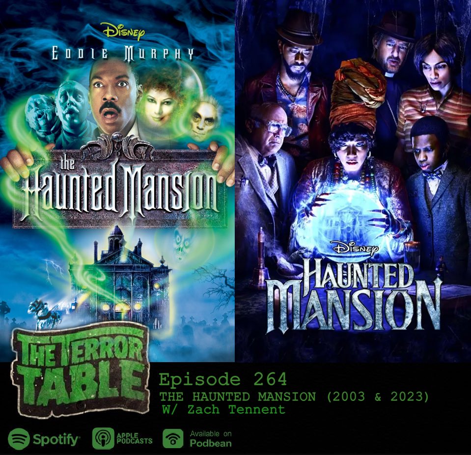 theterrortable's tweet photo. 🚨NEW EPISODE🚨

Mitch welcomes first time guest of the show, Zach Tennent of the Formatted to Fit Your Screen Podcast to discuss THE HAUNTED MANSION (2003) and HAUNTED MANSION (2023). https://t.co/M5BFv1sold