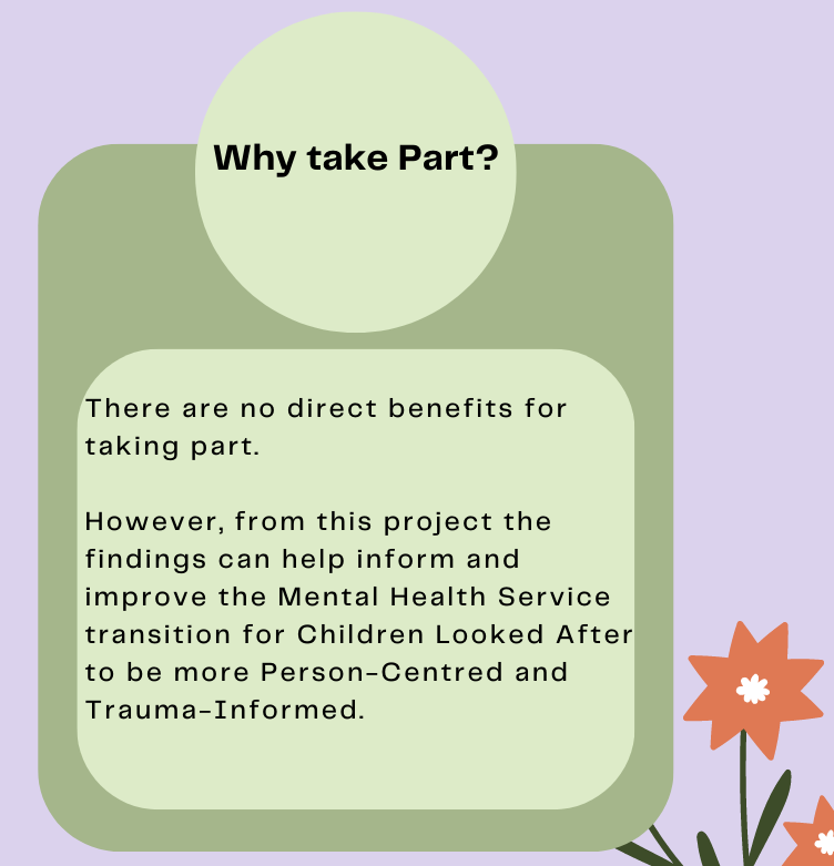 Rebeccatrainee's tweet photo. ✨Moving On - Care Experienced Adult Study✨

We have broadened out my study to understand what happened when a Child Looked After approached 18 years old and they were open to a Child / YP mental health support service  

Please email me: b1225552@live.tees.ac.uk for more info😊 https://t.co/s6yQ4F9i7b