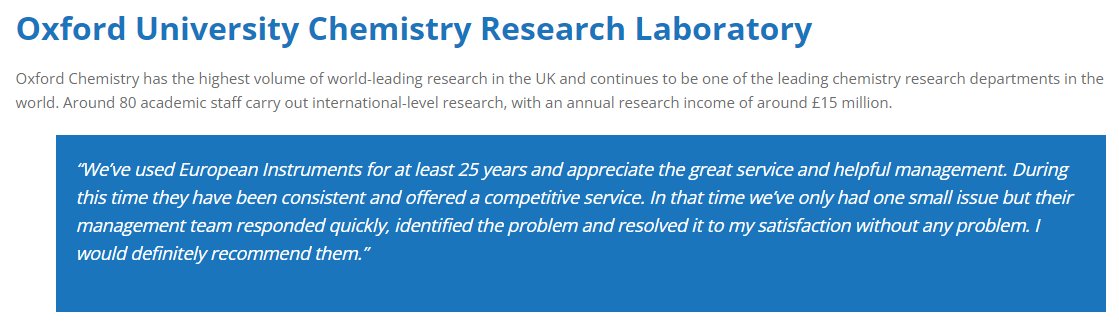 European Instruments are proud to work alongside some of the worlds leading research facilities, where we aim to provide precision and accuracy as well as forge long lasting partnerships. 

#calibrationservices #research #laboratoryequipment #labequipment #weighingequipment