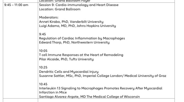 Must attend 🔥session @#BCVS2023 on cardio-immunology happening ⏰ @luigiadamomdphd @PilarAlcaidePhD