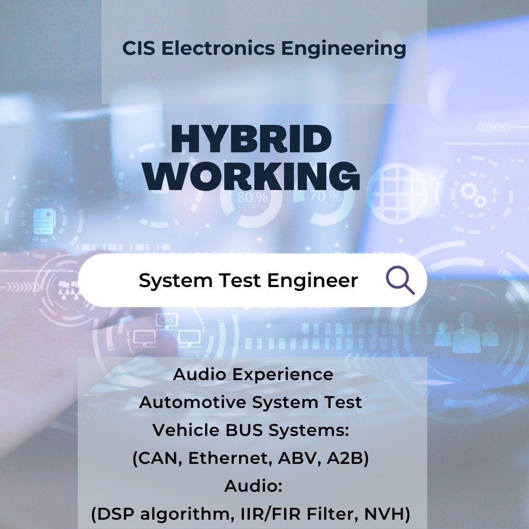 CIS2003's tweet image. We are looking for a #SystemTest Engineer with Audio experience to join a 6+ months project with a German company. #HybridWork possible. Contact Hollie Webber for more info on holliew@cis-ee.com