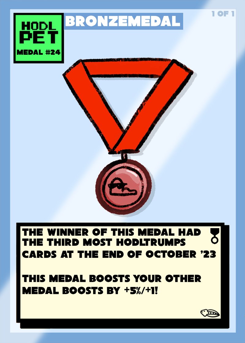 We've just released three new 1 of 1 HODLTRUMPs medals, to be awarded to the three top collectors at the end of October. 🎖️

Atm <a href="/subterranean_1/">subterranean</a> <a href="/D00MSDRE/">Doomsdre</a> &amp; <a href="/FrauShitcoinz/">Ur bags are poo</a> are top, but <a href="/alth0tas/">ALT</a> @mrarwyn <a href="/seelawrie/">seelawrie ◉-◉¬</a> &amp; <a href="/LiteBitCo/">Paul Schmitzer</a> aren't far behind! 😲