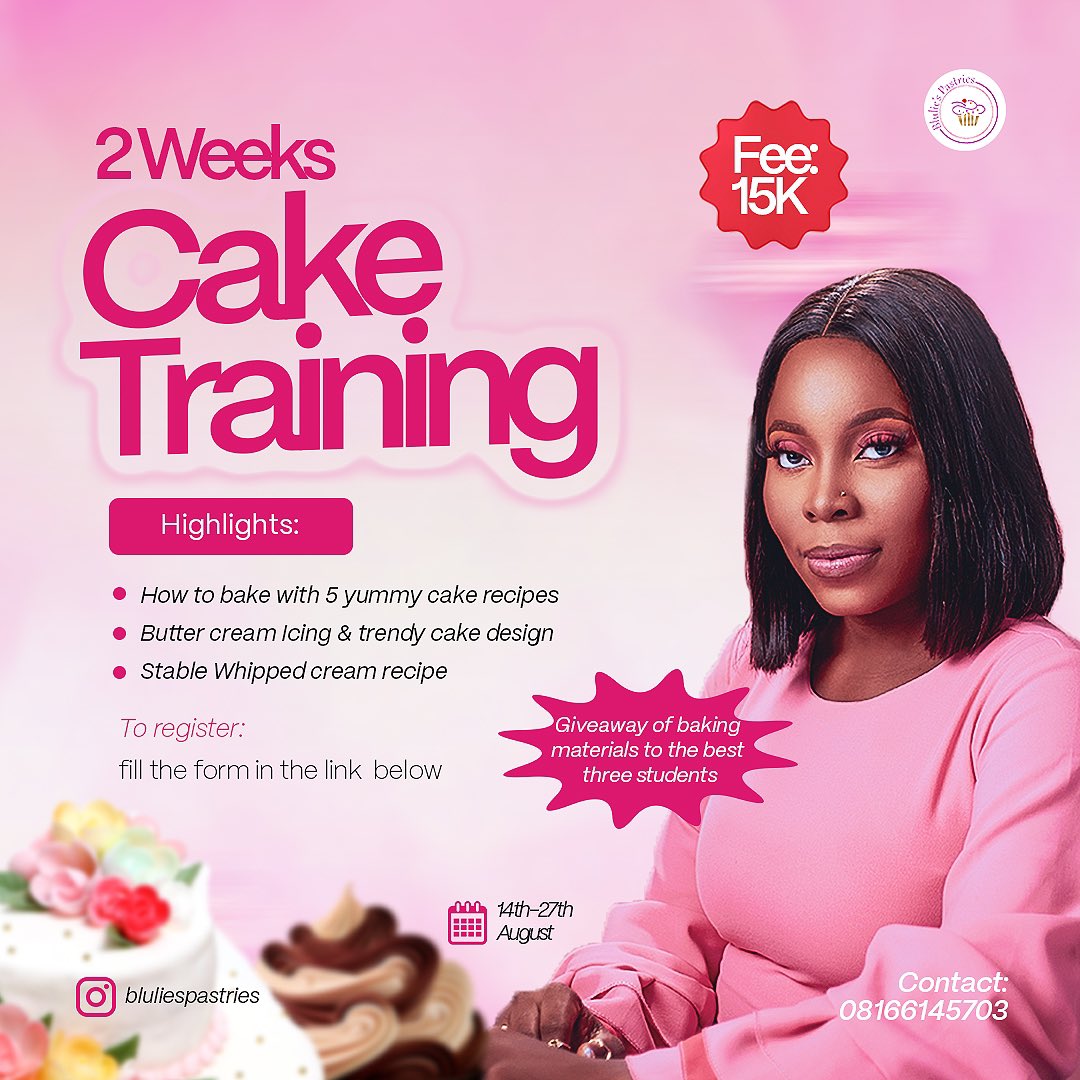 bluliemabel's tweet photo. Are you in Ile-Ife and it’s environs looking to learn a skill, Or do you want to go into the baking business? 
Then, this class is for you! It’s going to be two weeks of hands on training where you’ll learn the basics of baking and decorating.

#OAUTWITTER #BBNaija https://t.co/WLvcKRjYQ9