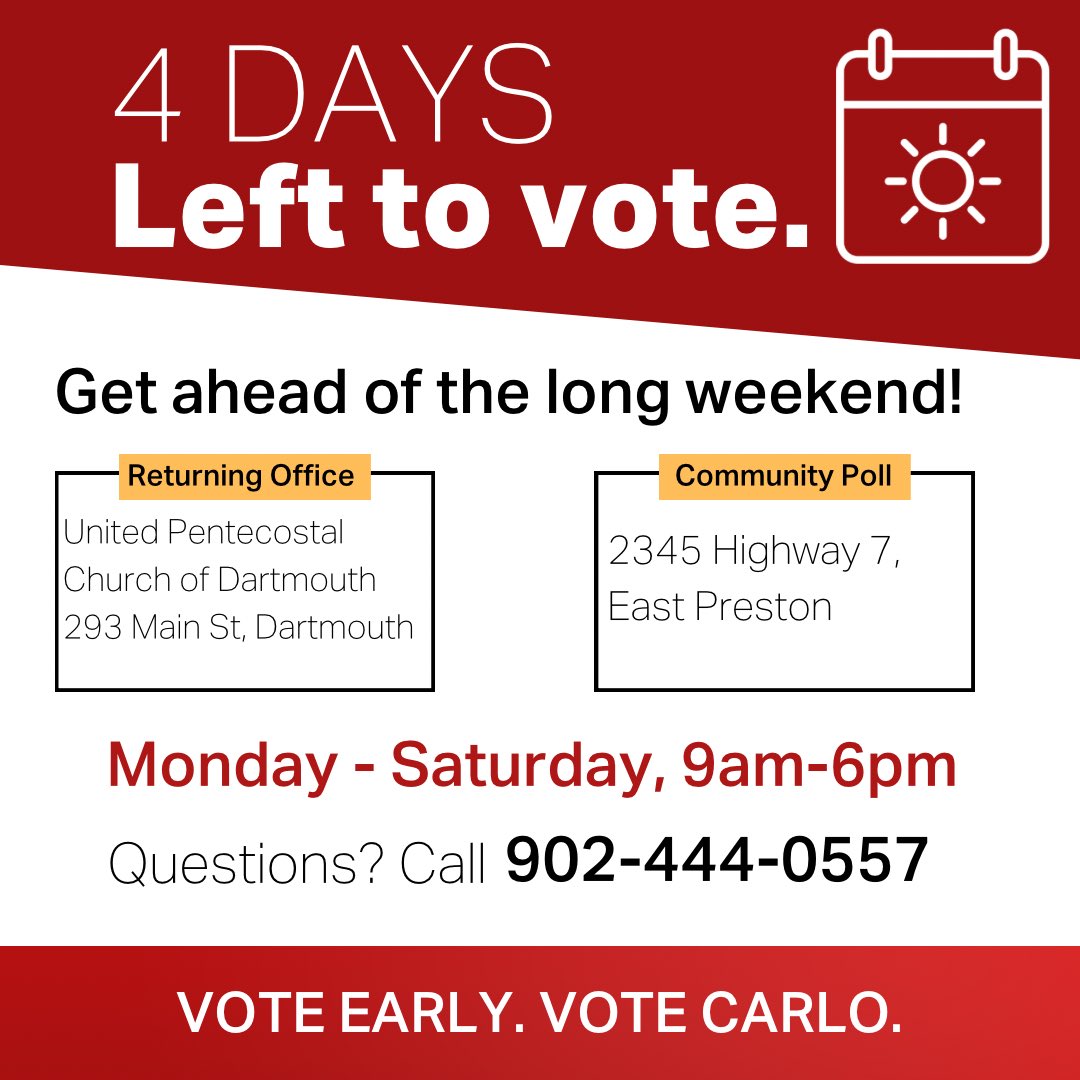 4️⃣ days left to vote! Vote now before the long weekend.