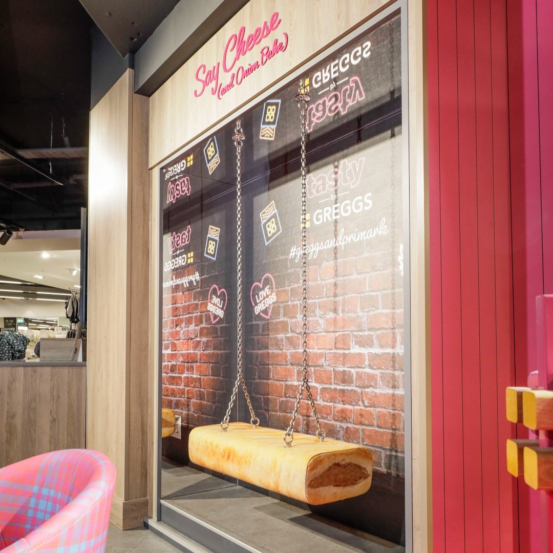 TrinityLeeds's tweet photo. ✨ HUGE NEWS: Tasty by Greggs opens in Primark today! ✨
It's the dream combination – a shopping trip around @Primark followed by some of our favourite @GreggsOfficial treats. 🛍️ 🍩
Don't forget to get a selfie on the sausage roll swing!
#WhatsOnLeeds #TrinityLeeds https://t.co/R49uTxjaSq