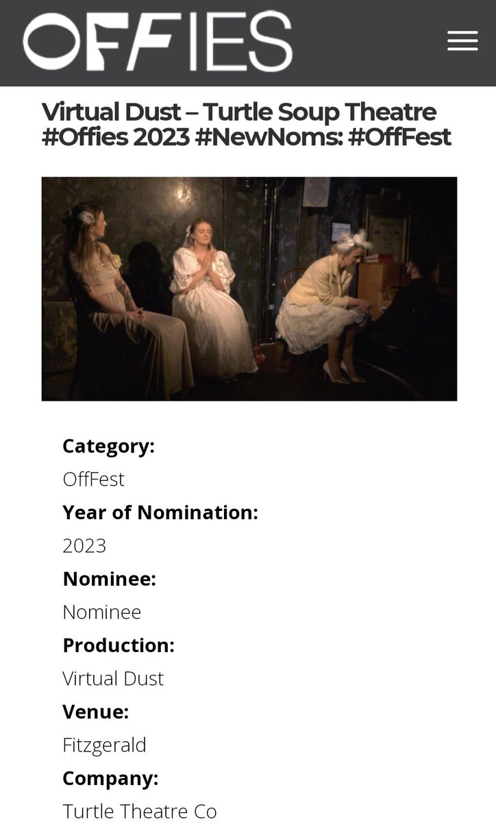 JuicyActingAnt's tweet image. We're also up for an #OffFest 
offies.london/virtual-dust-t… so please write some lovely comments here too #VirtualDust #TurtleSoupMCR #GMFringe