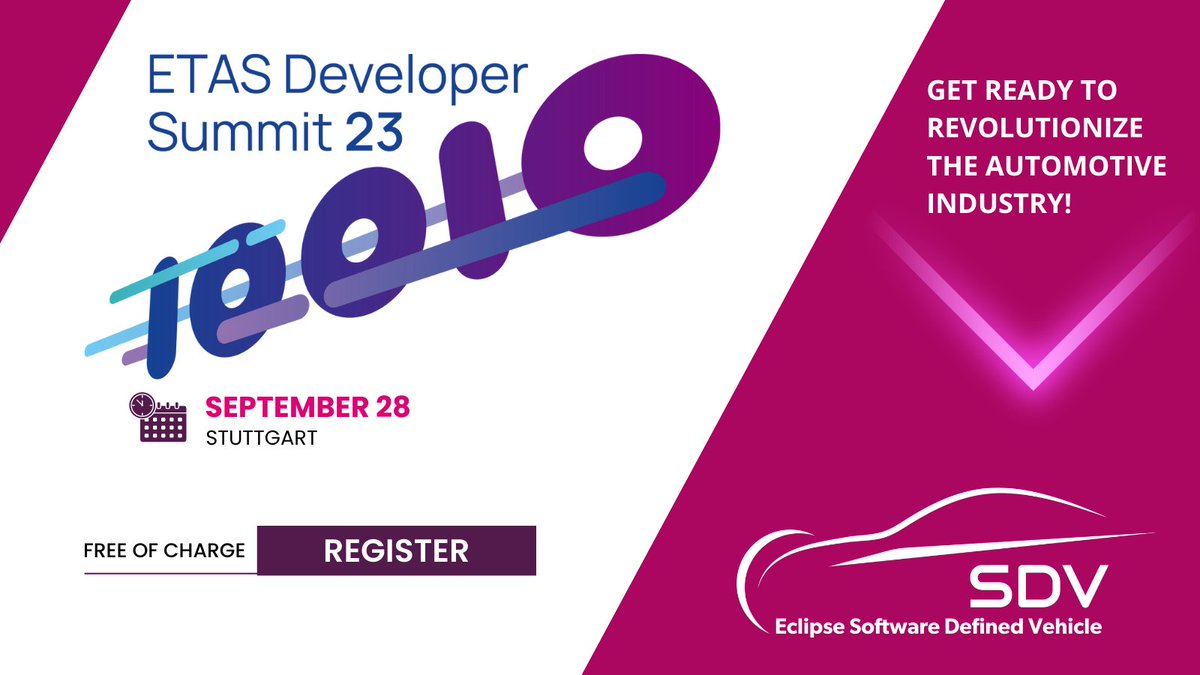Engage with top minds from the automotive, tech, and communications sectors at ETAS Developer Summit on September 28. Explore software-defined mobility and its transformative impact. Register today! #SDV #SoftwareDefinedVehicle #opensource hubs.la/Q01YM3_X0