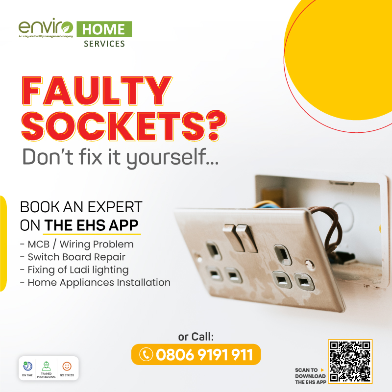 envhomeservices's tweet photo. Why DIY when you can have #EHS #Professionals do it for you.

Call: 0806 9191 911 or Download the App Now: https://t.co/PJy6sm5OG7

#EnviroHomeServices #ServiceUnder90Mins #90Minutes #LocalServices #Electrical #ElectricalServices #Electrician #Technicians #FaultySockets https://t.co/uqW2ArDYy3