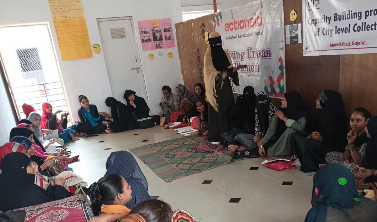 ActionAid Association organised a capacity development programme for young women and adolescents in the Fathevadi locality of Ahmedabad, Gujarat. The objective was to help develop leadership skills, self-confidence, and raise awareness about rights and entitlements available to