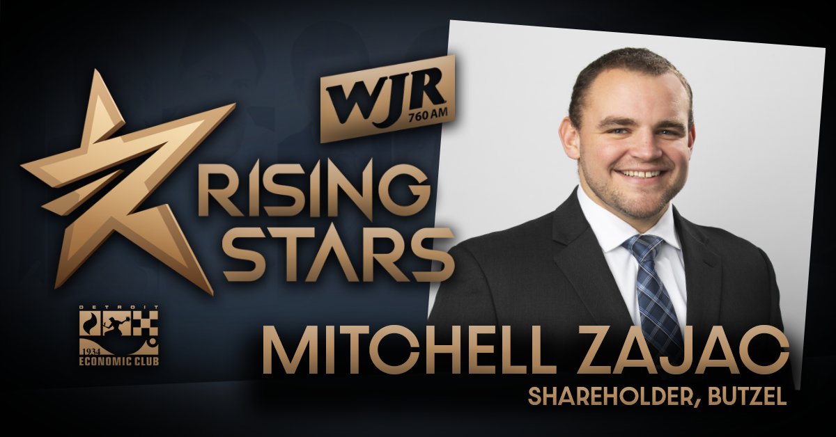 deteconomicclub's tweet photo. The #econclub and @wjrradio proudly recognize @MitchZajac of @butzel_long as the next inductee to our 2023 class of Rising Stars. Hear Mitchell’s interview with @newsGuy760 at https://t.co/GbAmEe8G2U. #WJRDECRisingStars https://t.co/EwlrWWsGFR
